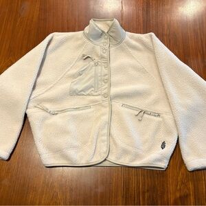 NWOT Free People Hit the Slopes Cream Fleece Jacket